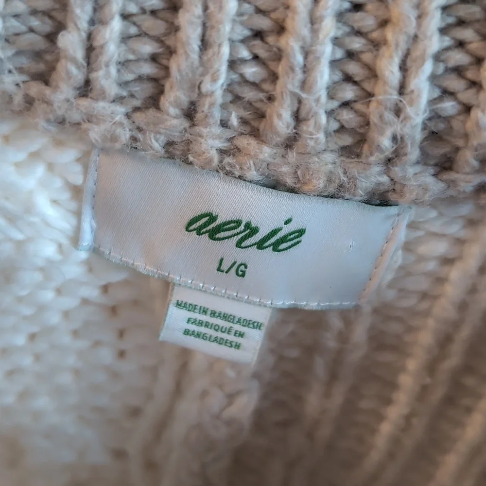 Aerie Cable Knit Sweater - Cream and Tan - Picture 2 of 5